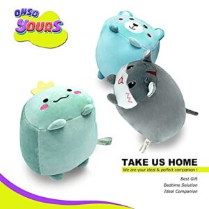Onsoyours Plush Toys Set, 3Pcs Stuffed Animals with Dinosaur, Bear and Hamster, Creative Decoration Cuddly Plush Pillows 9" for Kids Girls Boys (Dinosaur/Bear/Hamster)