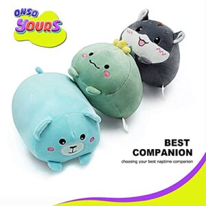 Onsoyours Plush Toys Set, 3Pcs Stuffed Animals with Dinosaur, Bear and Hamster, Creative Decoration Cuddly Plush Pillows 9" for Kids Girls Boys (Dinosaur/Bear/Hamster)