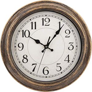 nicunom 12-inch retro wall clock, round vintage wall clocks, silent non-ticking, classic decorative clock for home living room bedroom kitchen school office - battery operated