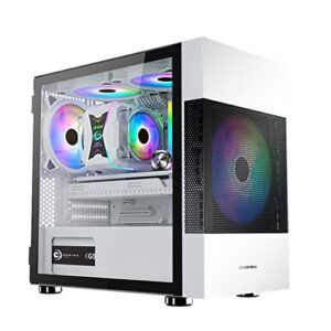 hdyd atx case,mid-tower pc gaming case m-atx/itx - front i/o usb 3.0 port - tempered glass side panel - 6 fan position - support 200mm fan installation (color : white)