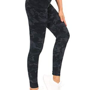 THE GYM PEOPLE Tummy Control Workout Leggings with Pockets High Waist Athletic Yoga Pants for Women Running, Fitness (BlackGrey Camo, Large)