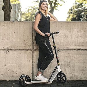 Hudora Folding ,Adjustable Height Scooter for Adults 300 Lbs ,Teens 12 Years and up, Kick Scooter for Outdoor Use (Black)