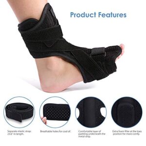 Wrap Ankle Joint Support,Night Splint Foot Drop Orthotic Brace- Orthosis Brace Support Ankle Splint Support Fracture Sprain Injury Support with A Massage Ball for Treating Foot Drop