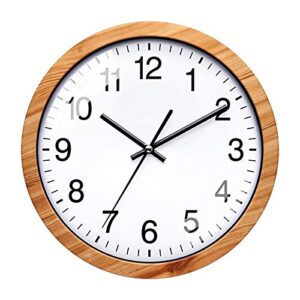 NUOVO 10 Inch Wooden Round Wall Clock Silent & Non-Ticking Retro Wall Clock Operated for Living Room Bedroom Kitchen(26 cm/ 10")