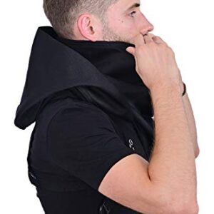 HIBIRETRO Cyberpunk Rogue Cowl Hood Scarf, Winter Unisex Neck Warmer Costume Hooded Cape Hat for Halloween Cosplay and Outdoor Daily Wear (Black)