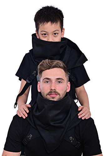 HIBIRETRO Cyberpunk Rogue Cowl Hood Scarf, Winter Unisex Neck Warmer Costume Hooded Cape Hat for Halloween Cosplay and Outdoor Daily Wear (Black)