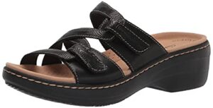 clarks womens merliah karli sandal, black leather, 9 us