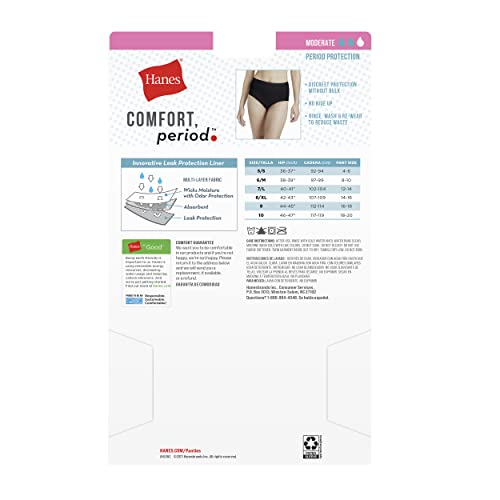 Hanes Women's Fresh & Dry Light and Moderate Period 3-Pack Brief Underwear, Multiple Options Available, Beige,Gray and Black, 9