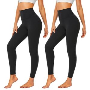 cthh 2 pack leggings for women tummy control-high waisted soft workout yoga pants(black,black large-x-large)