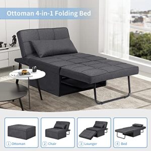 Diophros Sofa Bed, Convertible Couch Chair 4 in 1 Multi-Function Modern Folding Ottoman Guest Sleeper Bed with Adjustable Backrest for Small Room Apartment, Large