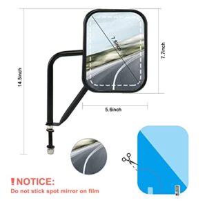 Doors Off Mirrors Compatible with Jeep Wrangler JK JL & Unlimited,Anti-shake and Wider View Mirror Door Off Easier Install Door Hinge Mirror