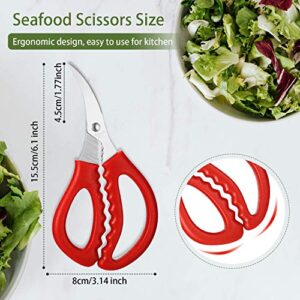 Kitchen Seafood Scissors Multifunctional Stainless Steel Shears Seafood Fish Crab Shrimp Lobster Scissors for Kitchen Seafood Peeling Tools (3, Red)