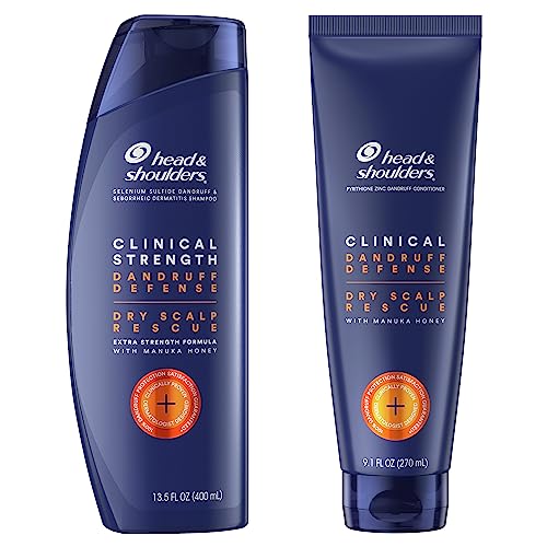 Head & Shoulders Anti-Dandruff Shampoo and Conditioner Set, Clinical Strength, Dry Scalp Rescue with Manuka Honey, 13.5 Fl Oz and 9.1 Fl Oz (Pack of 2)