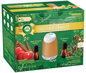 air wick air wick essential mist fall starter kit (1 diffuser + 2 refills), apple cinnamon & woodland pine, 3 count