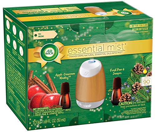 Air Wick Air Wick Essential Mist Fall Starter Kit (1 Diffuser + 2 Refills), Apple Cinnamon & Woodland Pine, 3 Count