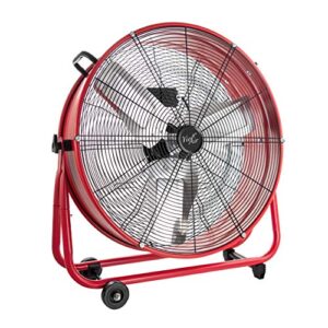 vie air 24 inch commercial floor drum fan in red