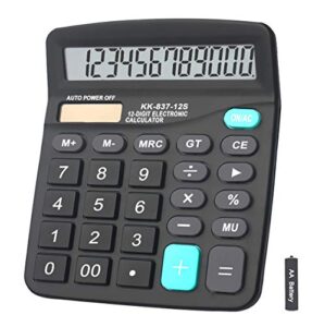 calculators, bestwya 12-digit dual power handheld desktop calculator with large lcd display big sensitive button (black, pack of 1)
