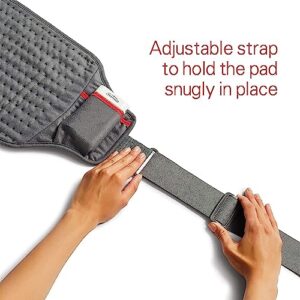 Sunbeam Cordless Heating Pad, Portable and Rechargeable for Back, Shoulder and Cramps Pain Relief, 9.5 x 12", Slate Grey