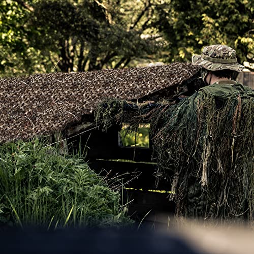 Senmortar Camo Netting, Bulk Roll Camouflage Netting Dry Grass Camo 5 x 9.8 ft, Military Hunting Mesh Nets Free Cutting for Hunting Blind Sunshade Shooting Theme Party Decoration