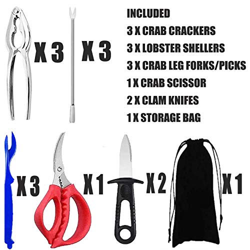 13Pcs Seafood Tools Set Nut Crackers Crab Leg Crackers Stainless Steel Seafood Crackers & Forks Cracker Opener for Seafood Boil Party Supplies, Dishwasher Safe