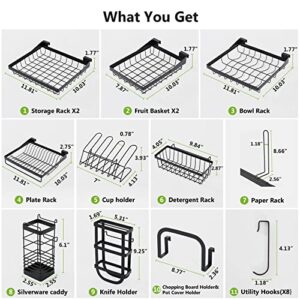 1Easylife Over The Sink Dish Drying Rack, Black 3 Tier Stainless Steel Large Kitchen Dish Rack, Dish Drainers for Home Kitchen Counter Storage, Above Sink Dish Racks Organizer with Utensil Holder