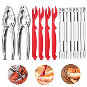 14pcs seafood tools set nut crackers stainless steel seafood crackers & forks cracker opener for seafood boil party supplies, dishwasher safe