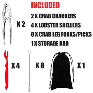 14Pcs Seafood Tools Set Nut Crackers Stainless Steel Seafood Crackers & Forks Cracker Opener for Seafood Boil Party Supplies, Dishwasher Safe