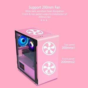 HDYD Pink ATX Case, Mid-Tower PC Gaming Case M-ATX/ITX - Front I/O USB 3.0 Port - Acrylic Side Panels - Support Water Cooling - Support 200mm Fan