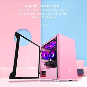 HDYD Pink ATX Case, Mid-Tower PC Gaming Case M-ATX/ITX - Front I/O USB 3.0 Port - Acrylic Side Panels - Support Water Cooling - Support 200mm Fan