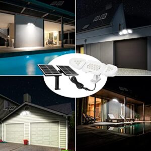 MEIKEE Outdoor Solar Lights - 3 Headed Dusk to Dawn LED Security Lights with Wide Angle Illumination - IP66 Waterproof Solar Powered Spotlights for Garage, Patio and Yard (No Motion Sensor)