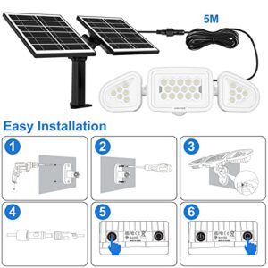 MEIKEE Outdoor Solar Lights - 3 Headed Dusk to Dawn LED Security Lights with Wide Angle Illumination - IP66 Waterproof Solar Powered Spotlights for Garage, Patio and Yard (No Motion Sensor)