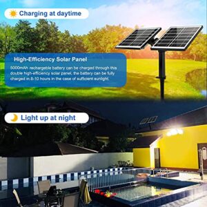 MEIKEE Outdoor Solar Lights - 3 Headed Dusk to Dawn LED Security Lights with Wide Angle Illumination - IP66 Waterproof Solar Powered Spotlights for Garage, Patio and Yard (No Motion Sensor)