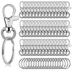 140pcs keychain hooks with key rings, flasoo keychain hardware with 70pcs swivel clasps lanyard snap hook and 70pcs keychain rings for diy crafts, resin and jewelry making