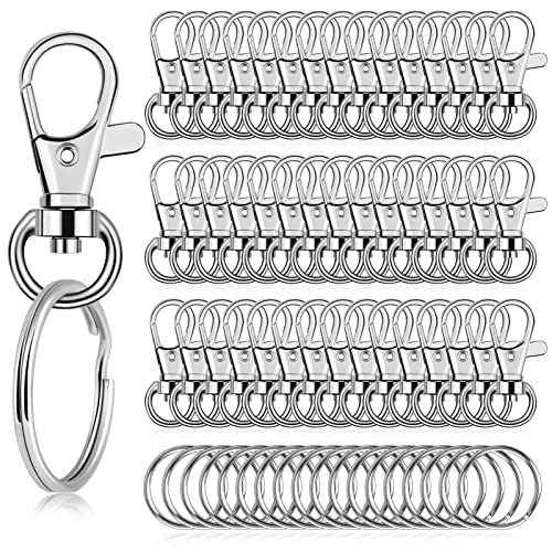 140Pcs Keychain Hooks with Key Rings, Flasoo Keychain Hardware with 70Pcs Swivel Clasps Lanyard Snap Hook and 70Pcs Keychain Rings for DIY Crafts, Resin and Jewelry Making