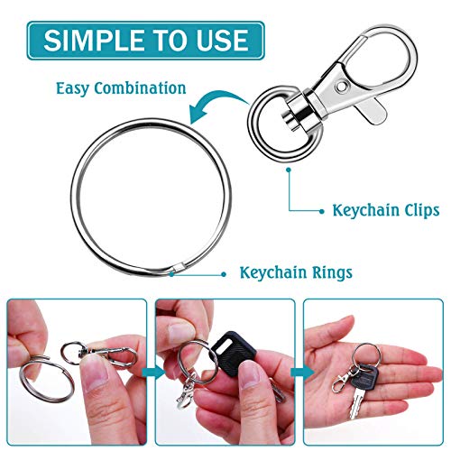 140Pcs Keychain Hooks with Key Rings, Flasoo Keychain Hardware with 70Pcs Swivel Clasps Lanyard Snap Hook and 70Pcs Keychain Rings for DIY Crafts, Resin and Jewelry Making