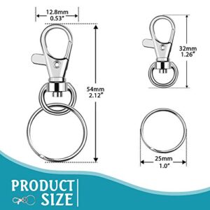 140Pcs Keychain Hooks with Key Rings, Flasoo Keychain Hardware with 70Pcs Swivel Clasps Lanyard Snap Hook and 70Pcs Keychain Rings for DIY Crafts, Resin and Jewelry Making