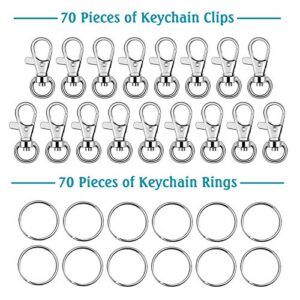 140Pcs Keychain Hooks with Key Rings, Flasoo Keychain Hardware with 70Pcs Swivel Clasps Lanyard Snap Hook and 70Pcs Keychain Rings for DIY Crafts, Resin and Jewelry Making