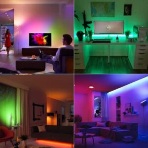 CHARKEE 65.6 ft Bluetooth LED Strip Lights, Sync Music Color Changing LED Lighting Strips, SMD5050 Flexible LED Tape Light with APP/Remote Control, Bluetooth LED Strips Light for Bedroom, Indoor, DIY