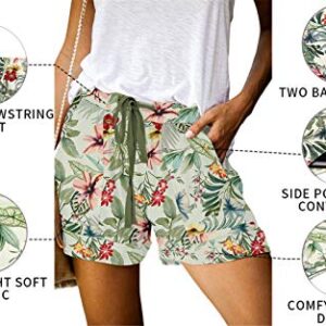 ONLYSHE Women's Floral Shorts Athletic Workout Running Lounge Short Pants with Pockets