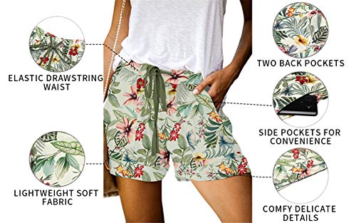 ONLYSHE Women's Floral Shorts Athletic Workout Running Lounge Short Pants with Pockets