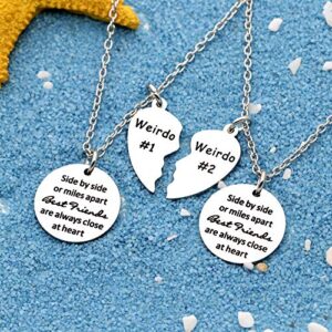 Best Friends Necklace Gift,2pcs Heart Pendant Adjustable Long Necklace"Side by side or miles apart best friends are always close at heart"Friendship Jewelry (1)