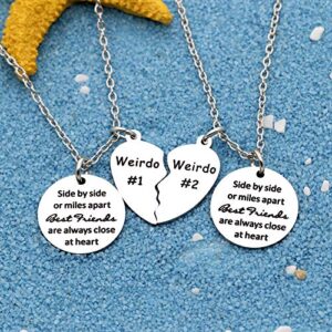 Best Friends Necklace Gift,2pcs Heart Pendant Adjustable Long Necklace"Side by side or miles apart best friends are always close at heart"Friendship Jewelry (1)