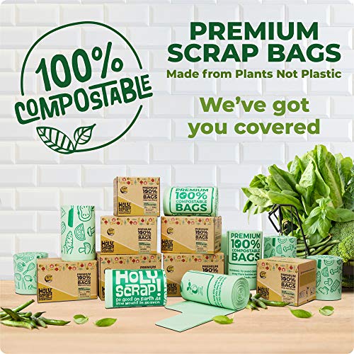 Holy Scrap! Compostable Trash Bags 8 Gallon - Pack of 50 - Trash Bags Medium/Small - Garbage Kitchen Compost Bags - Eco Friendly Trash Bags or Compost Bin Liner - Bio Compostable Bags