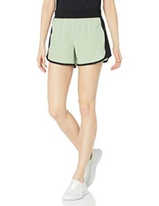 amazon essentials women's 4" stretch woven running short, light green, medium