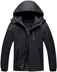 creatmo us men's snowboard jacket mountain waterproof ski snow jacket windproof warm winter coat snowboard rain jacket black l