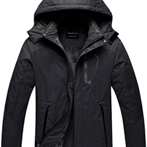 CREATMO US Men's Snowboard Jacket Mountain Waterproof Ski Snow Jacket Windproof Warm Winter Coat Snowboard Rain Jacket Black L