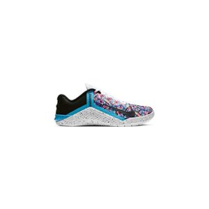 nike women's metcon 6 running / jogging shoe, white/baltic blue/pink blast/black, 8.5