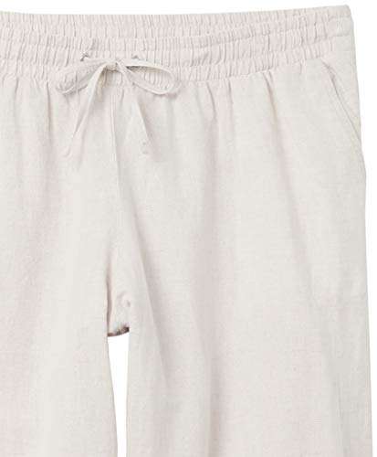 Amazon Essentials Women's Linen Blend Drawstring Wide Leg Pant (Available in Plus Size), Ecru, Large