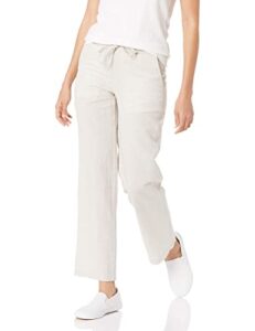 amazon essentials women's linen blend drawstring wide leg pant (available in plus size), ecru, large