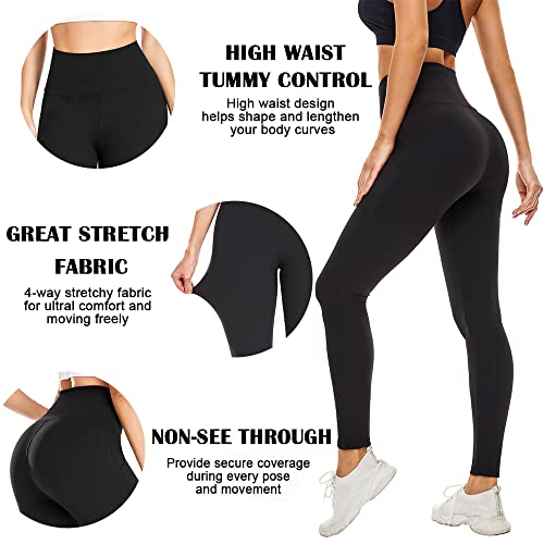 High Waisted Leggings for Women No See-Through Tummy Control Yoga Pants Workout Leggings-Reg&Plus Size (Black, Large-X-Large(Plus Size 12-20))